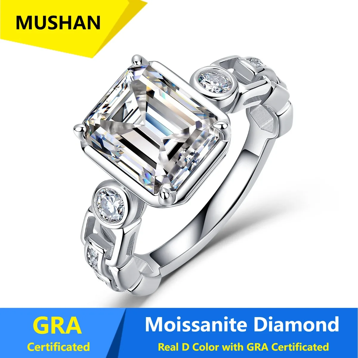 MUSHAN Luxury Jewelry 925 Sterling Silver Ring Band Women GRA Certificated Moissanite Diamond Emerald D Color Rings Fine Jewelry
MUSHAN Luxury Jewelry 925 Sterling Silver Ring Band Women GRA Certificated Moissanite Diamond Emerald D Color Rings Fine Jewelry