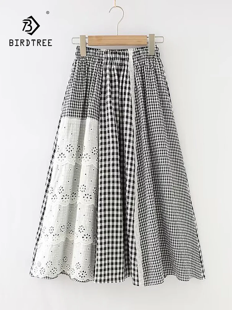 New 2025 Spring Cotton Skirt, Women High Waist Plaid Lace Patchwork, Mori Girl Retro Party Loose A-line Skirt, Summer B53545CC
New 2025 Spring Cotton Skirt, Women High Waist Plaid Lace Patchwork, Mori Girl Retro Party Loose A-line Skirt, Summer B53545CC