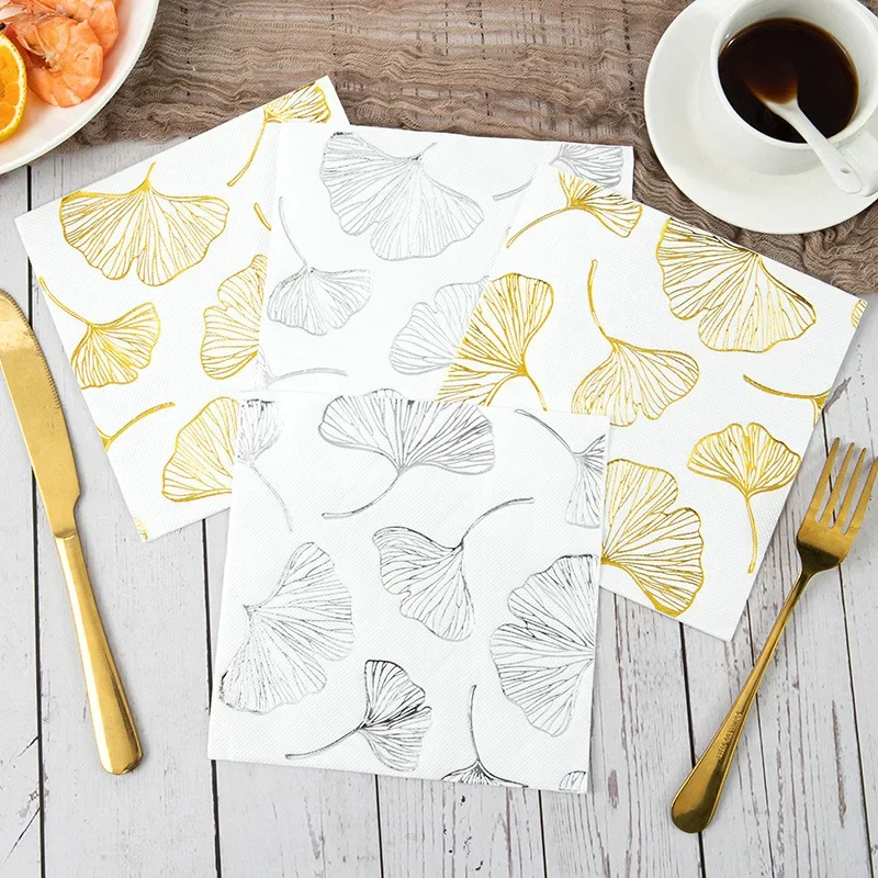 60 Piece Ginkgo Leaf Printed Disposable Napkins Gold Silver Dining Table Tissues Party Celebration Folding Servilletas De Papel
60 Piece Ginkgo Leaf Printed Disposable Napkins Gold Silver Dining Table Tissues Party Celebration Folding Servilletas De Papel