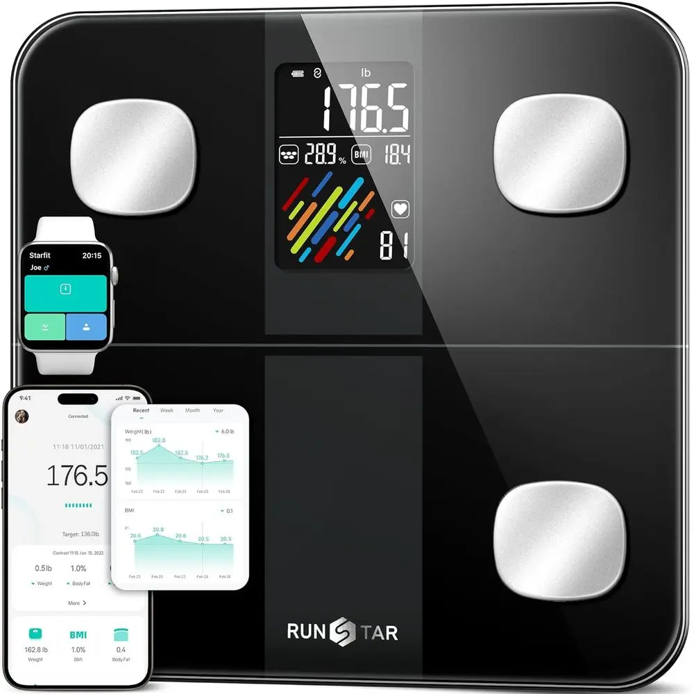 High-Precision Digital Scale with Large Display, BMI & Heart Rate Monitor, Syncs with Fitness App, Supports up to 400lbs
High-Precision Digital Scale with Large Display, BMI & Heart Rate Monitor, Syncs with Fitness App, Supports up to 400lbs