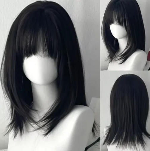 Wig for Women Black Medium Long Straight Hair Natural Simulation Daily Use Wig with Bangs Short Hair Bob Wig
Wig for Women Black Medium Long Straight Hair Natural Simulation Daily Use Wig with Bangs Short Hair Bob Wig