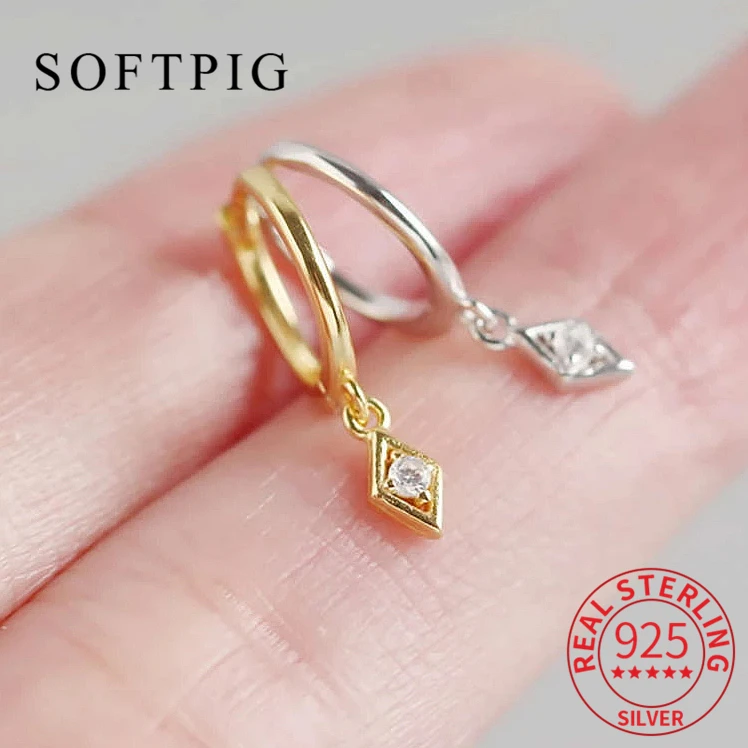 SOFTPIG Real 925 Sterling Silver Minimalist Zircon Geometric Hoop Earrings For Fashion Women Classic Fine Jewelry Accessories
SOFTPIG Real 925 Sterling Silver Minimalist Zircon Geometric Hoop Earrings For Fashion Women Classic Fine Jewelry Accessories