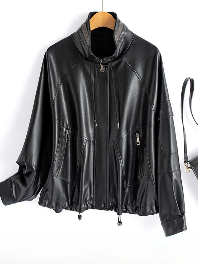 Женская кожаная куртка из овчины Ele, свободного кроя, с воротником-стойкой, на молнии, для весны и осени, с эффектом похудения, с длинными рукавами
Женская кожаная куртка из овчины Ele, свободного кроя, с воротником-стойкой, на молнии, для весны и осени, с эффектом похудения, с длинными рукавами