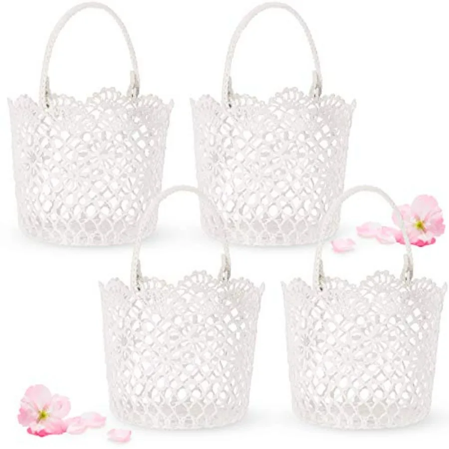 4 Pcs White Flower Girl Basket with Handle for Wedding Ceremony, 5.9 x 4.72 x 4.33 Inch
4 Pcs White Flower Girl Basket with Handle for Wedding Ceremony, 5.9 x 4.72 x 4.33 Inch