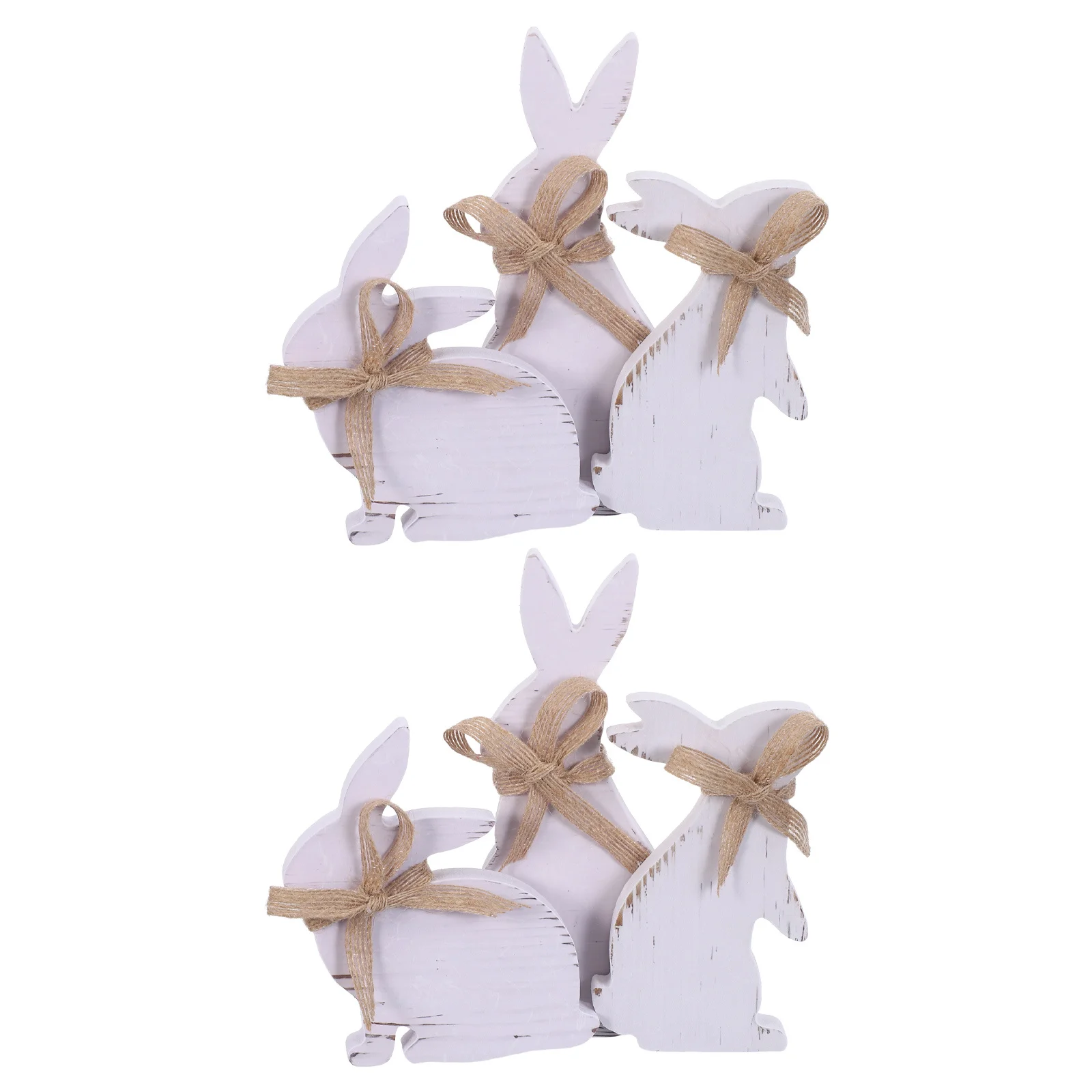 6Pcs Easter Bunny Wooden Signs Rustic Bunny Shaped Tabletop Decorations Spring Farmhouse Rabbit Table Decor Festive Entryway