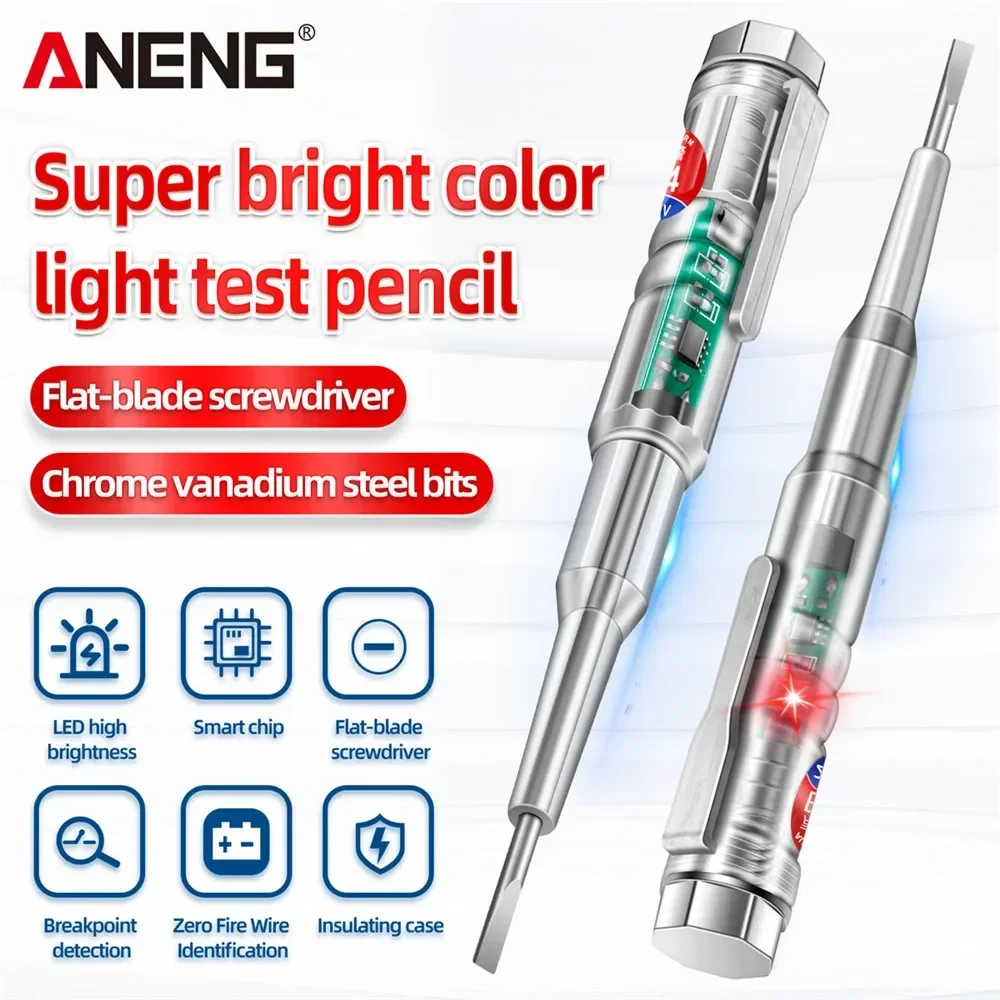 ANENG B14 Universal Voltage Tester 24-250V Screwdriver Probe 1/2PCS With Indicator Light Sound and Light Alarm Test Pen Tools
ANENG B14 Universal Voltage Tester 24-250V Screwdriver Probe 1/2PCS With Indicator Light Sound and Light Alarm Test Pen Tools