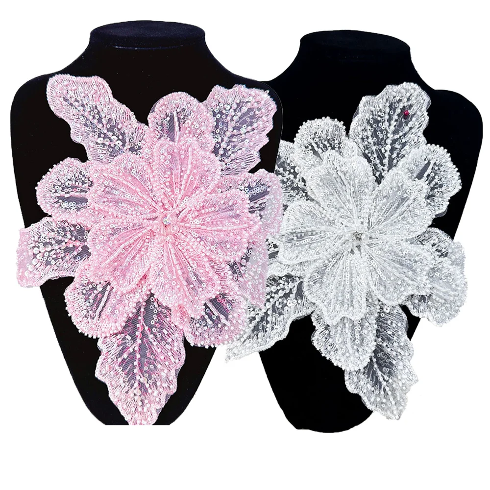 White Pink 28x30cm Multi-layer Sequin Beaded Flower Applique Flash Patch For Children's Clothing DIY Sew On Garment Shirt Decor
White Pink 28x30cm Multi-layer Sequin Beaded Flower Applique Flash Patch For Children's Clothing DIY Sew On Garment Shirt Decor