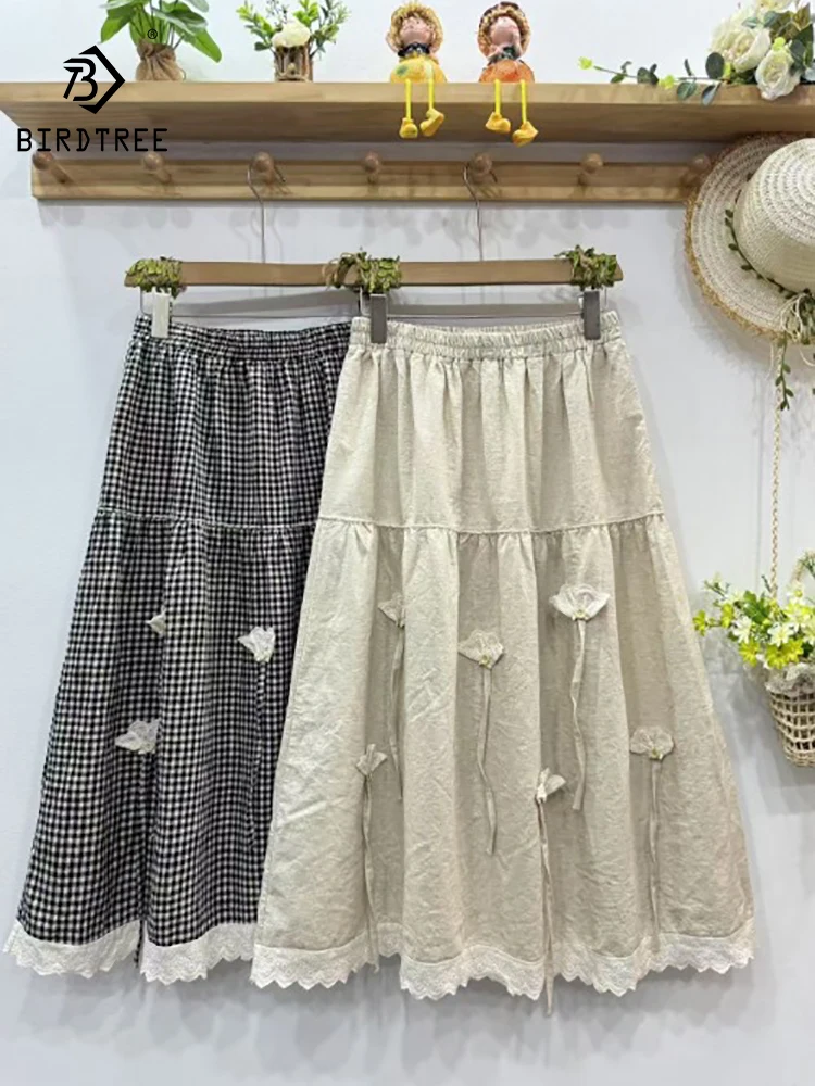 New 2025 Summer Cotton Skirt, Women Elastic Waist Plaid Embroidery Patchwork, Mori Girl French Sweet Chic Loose Skirt B55428CC
New 2025 Summer Cotton Skirt, Women Elastic Waist Plaid Embroidery Patchwork, Mori Girl French Sweet Chic Loose Skirt B55428CC