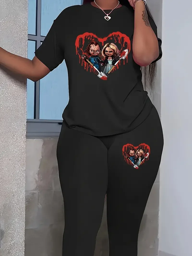 Graphic Print Two-Piece Set - Vibrant Crew Neck Short Sleeve Top & Skinny Pants Outfits Women's clothing sales trouser suits
Graphic Print Two-Piece Set - Vibrant Crew Neck Short Sleeve Top & Skinny Pants Outfits Women's clothing sales trouser suits