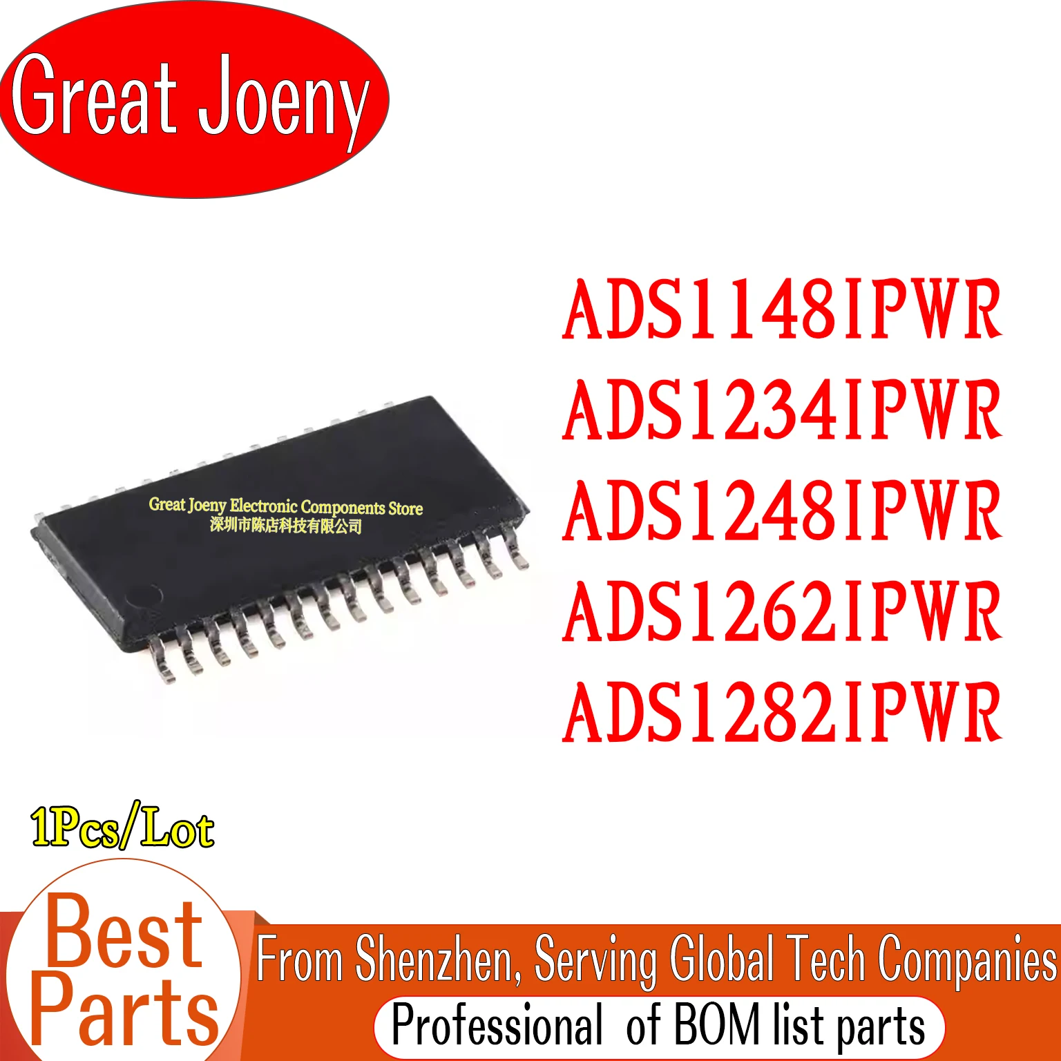ADS1148IPWR ADS1234IPWR ADS1248IPWR ADS1262IPWR ADS1282IPWR ADS1148 ADS1234 ADS1248 ADS1262 ADS1282 IC Chipset TSSOP-28
ADS1148IPWR ADS1234IPWR ADS1248IPWR ADS1262IPWR ADS1282IPWR ADS1148 ADS1234 ADS1248 ADS1262 ADS1282 IC Chipset TSSOP-28
