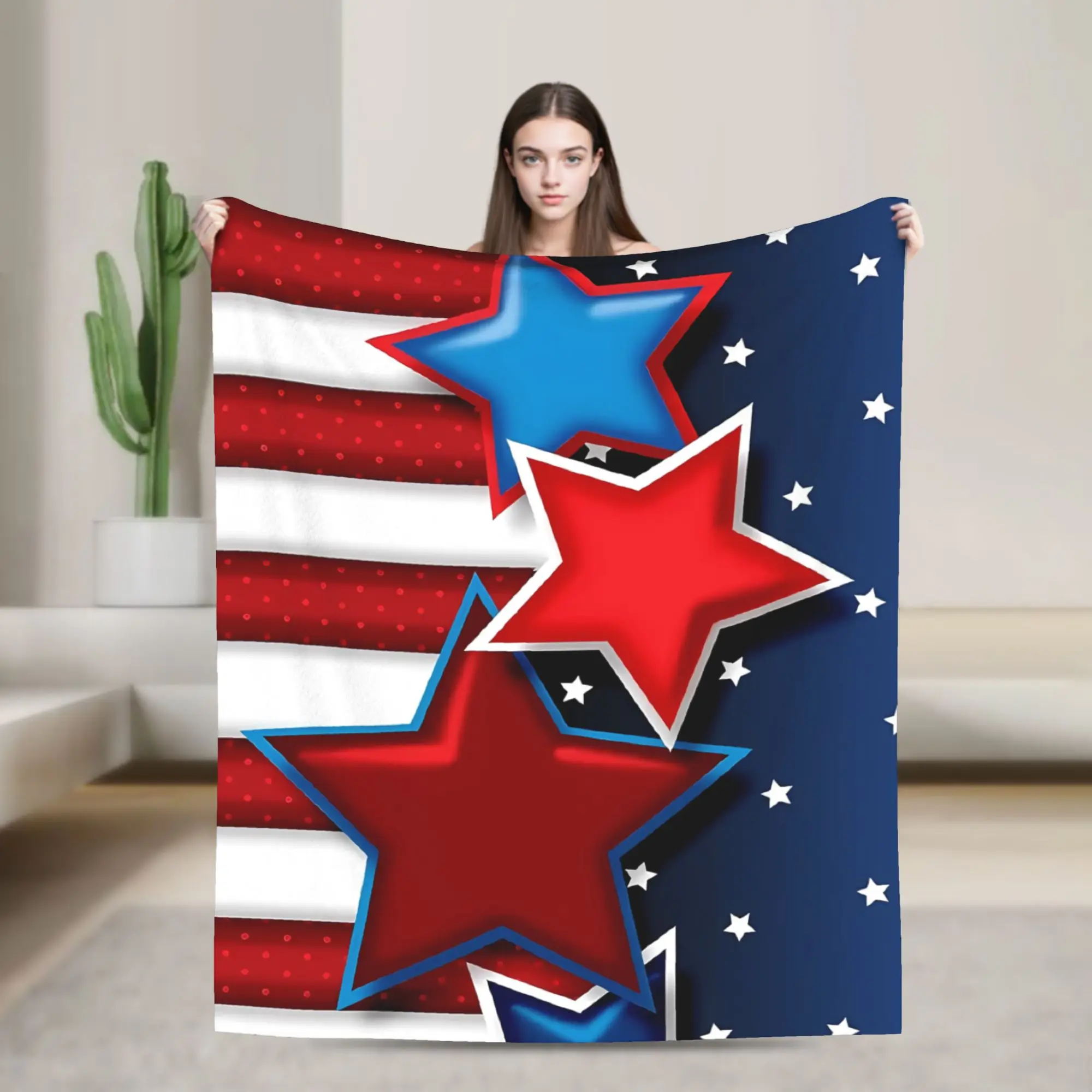 4th of July USA Flannel Blanket Warm Soft Throw Blanket for Bedroom Airplane Travel Aesthetic Bedspread Sofa Bed Cover
4th of July USA Flannel Blanket Warm Soft Throw Blanket for Bedroom Airplane Travel Aesthetic Bedspread Sofa Bed Cover