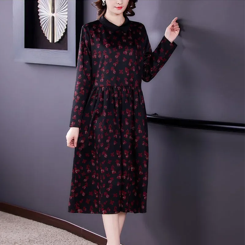 Women's Vintage Print Polo Collar Ruffle Midi Dress Floral Base Layer Autumn Winter Dress
Women's Vintage Print Polo Collar Ruffle Midi Dress Floral Base Layer Autumn Winter Dress