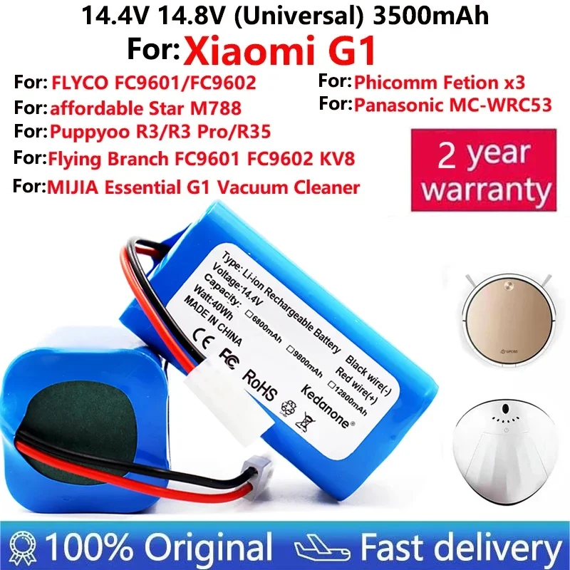 Original For Xiaomi Replacement Battery H18650CH-4S1P For XIOMI MIJIA Mi Robot Vacuum-Mop Essential G1 MJSTG1 SKV4136GL 12800mAh
Original For Xiaomi Replacement Battery H18650CH-4S1P For XIOMI MIJIA Mi Robot Vacuum-Mop Essential G1 MJSTG1 SKV4136GL 12800mAh