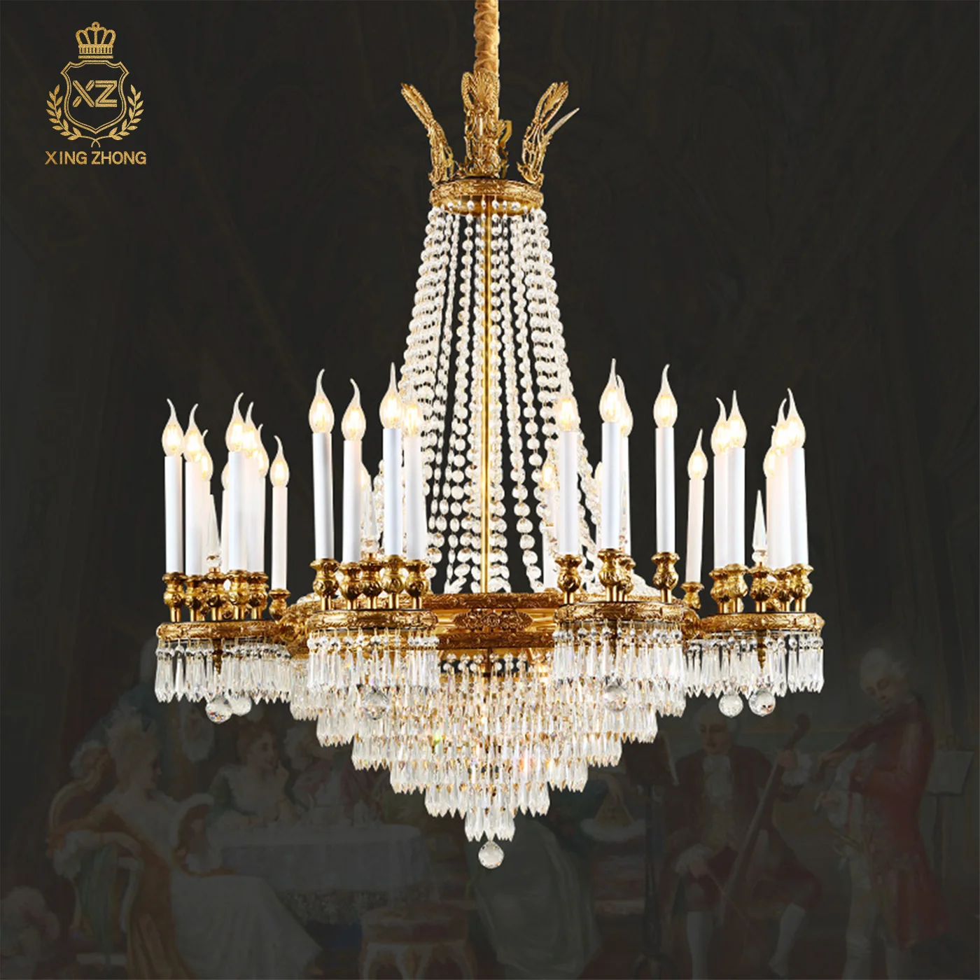 French Baroque Art Church Villa Crystal Brass Chandelier European Wedding Decor Candle Pendant Lamp
French Baroque Art Church Villa Crystal Brass Chandelier European Wedding Decor Candle Pendant Lamp
