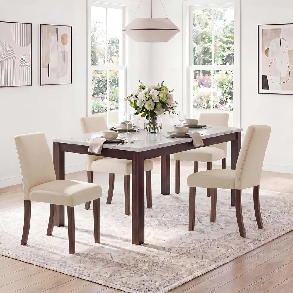 4-Piece Upholstered Dining Chairs Set - Wooden Legs, Beige Fabric Parsons Chairs for Small Spaces & Cafes
4-Piece Upholstered Dining Chairs Set - Wooden Legs, Beige Fabric Parsons Chairs for Small Spaces & Cafes