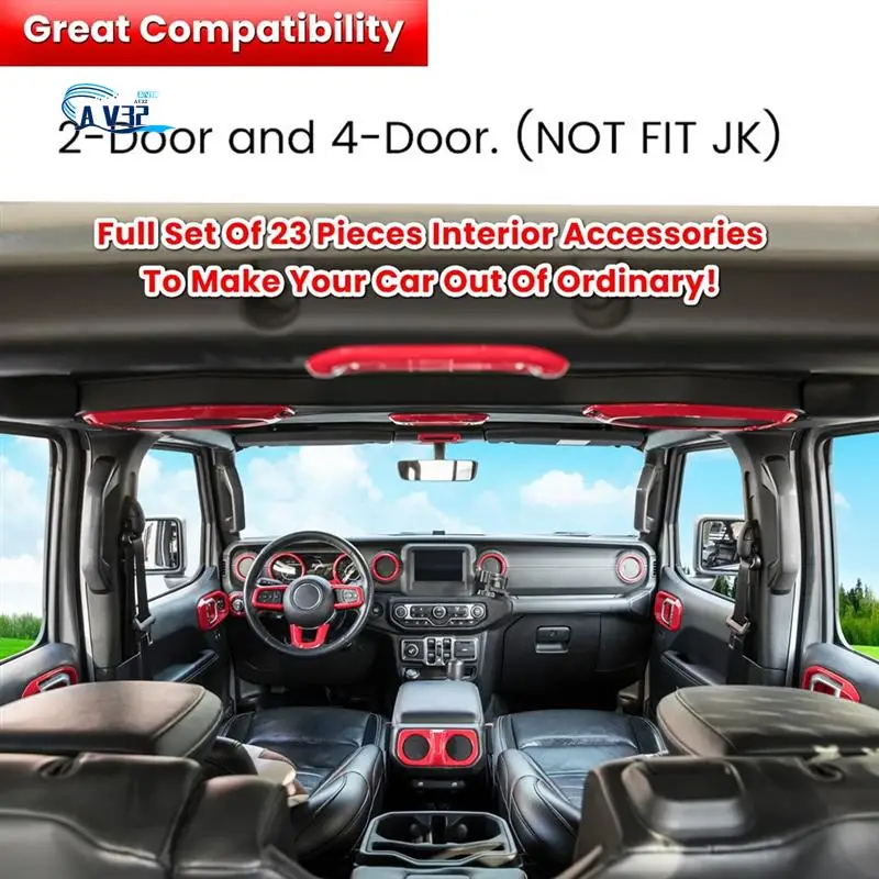 AV32-23PCS Full Interior Decoration Trim Kit For Jeep Wrangler JL Gladiator JT 2018-2023 Replacement (Red)
AV32-23PCS Full Interior Decoration Trim Kit For Jeep Wrangler JL Gladiator JT 2018-2023 Replacement (Red)
