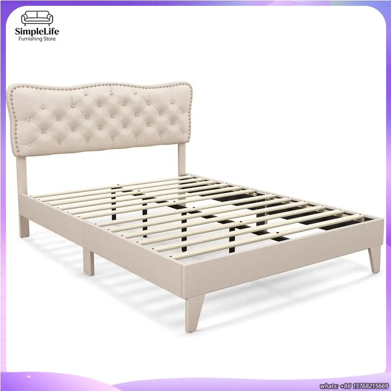 Double Size Wooden Bed Frame with Slats Platform Base Upholstered Button Tufted Headboard for Bedroom Modern Low Profile
Double Size Wooden Bed Frame with Slats Platform Base Upholstered Button Tufted Headboard for Bedroom Modern Low Profile