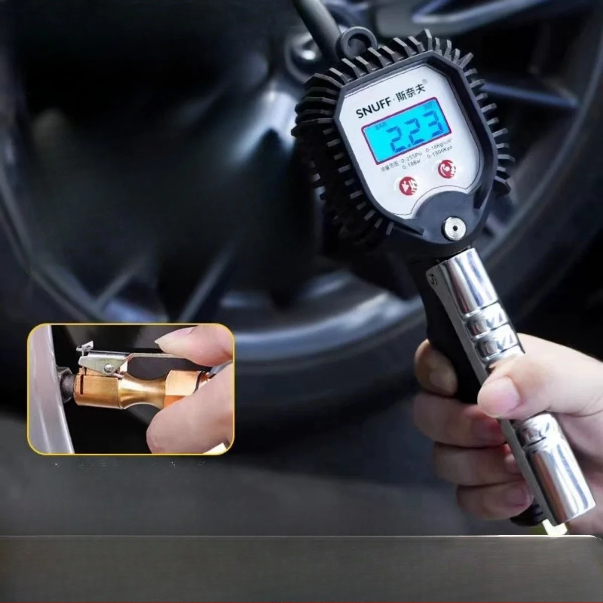 Automobile tire pressure meter Electronic inflatable meter High-precision pressure measurement Digital barometer Air gun
Automobile tire pressure meter Electronic inflatable meter High-precision pressure measurement Digital barometer Air gun