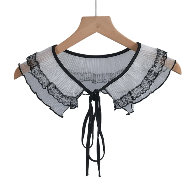 Floral Lace Trim False Collar Ladies Detachable Tiered Pleated Ruffle Shawl Wrap
Floral Lace Trim False Collar Ladies Detachable Tiered Pleated Ruffle Shawl Wrap