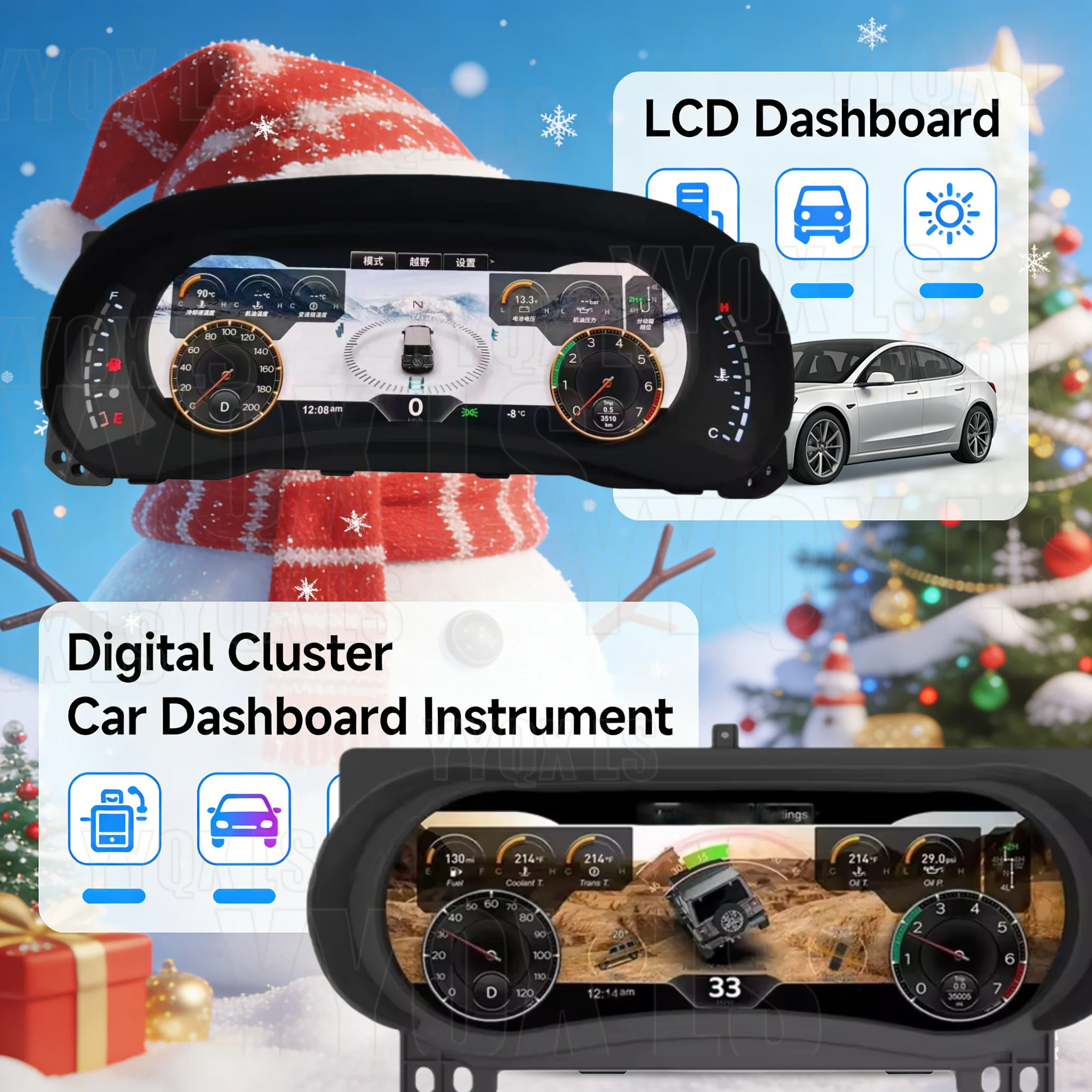 Car LCD Dashboard For Jeep Wrangler 2011 - 2017 Linux System Auto Instrument Panel Modified And Upgraded LCD Virtual Cockpit