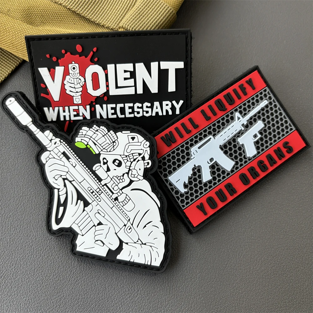 Violent When Necessary Tactical Patch PVC Hook&Loop Patch Military Skull With Gun Morale Badge Armband Backpack Clothes Stickers
Violent When Necessary Tactical Patch PVC Hook&Loop Patch Military Skull With Gun Morale Badge Armband Backpack Clothes Stickers
