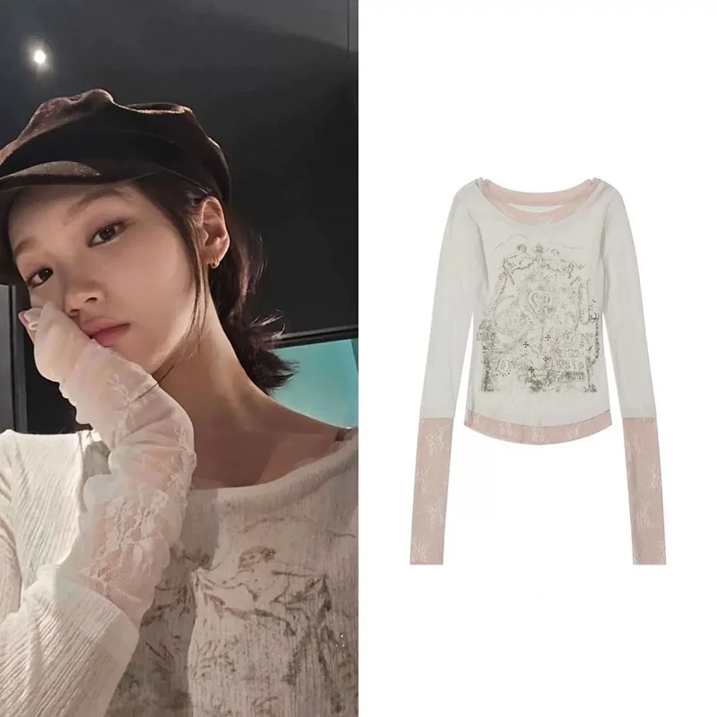 Sculptor Long Sve T-irt Lace Patchwork Digital Print Texture Folded Diamond Korean Sle Casual Straight Cut Ci Walk
Sculptor Long Sve T-irt Lace Patchwork Digital Print Texture Folded Diamond Korean Sle Casual Straight Cut Ci Walk