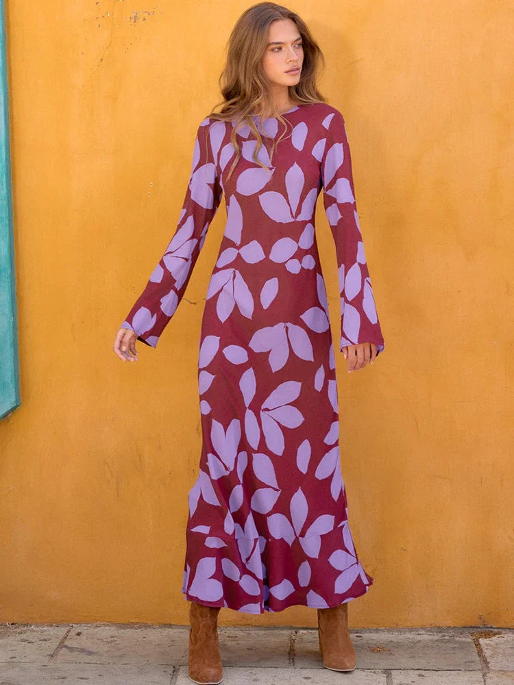 Autumn Long Sleeve Floral Print Maxi Dress Women Pullover Fashion O Neck Bell Sleeve Loose Sexy Long Dresses Elegant
Autumn Long Sleeve Floral Print Maxi Dress Women Pullover Fashion O Neck Bell Sleeve Loose Sexy Long Dresses Elegant