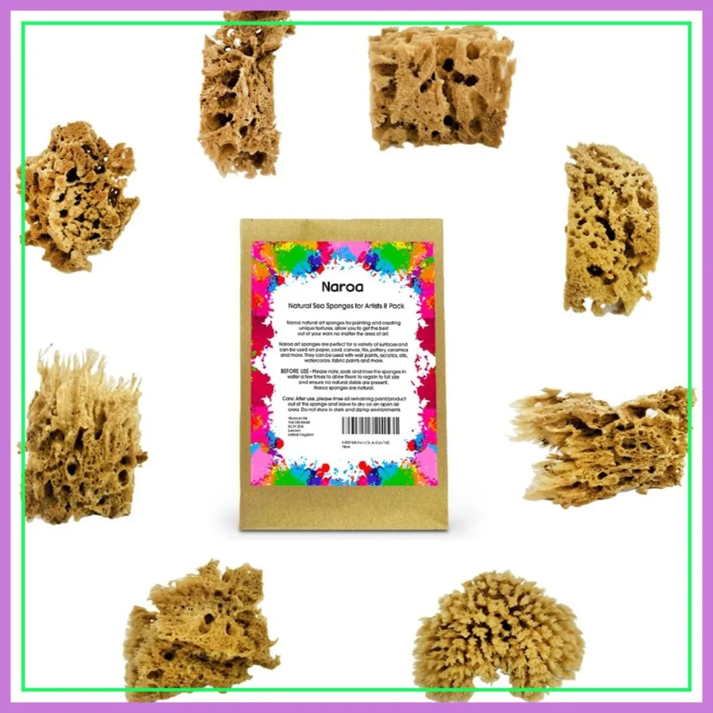 Natural Sea Sponges for Painting, 8 Pack Unbleached Art Tool Set for Acrylic, Watercolor, Marbling, Texturing, Pottery, Ceramics
Natural Sea Sponges for Painting, 8 Pack Unbleached Art Tool Set for Acrylic, Watercolor, Marbling, Texturing, Pottery, Ceramics