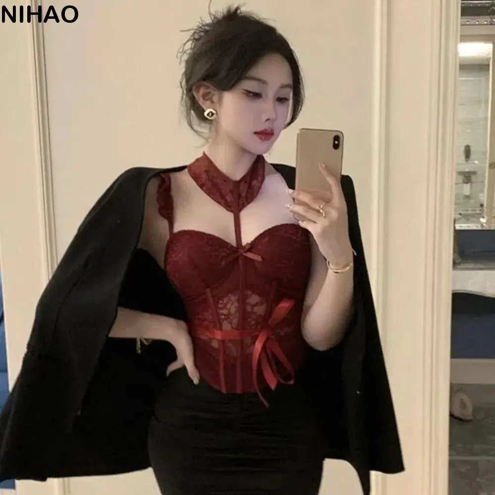 Elegant Passionate Set Lace Camisole Briefs Set Slim Fit Sleeveless Bow Lace Corset Hollow Mesh Nightgown Suspender Vest Home
Elegant Passionate Set Lace Camisole Briefs Set Slim Fit Sleeveless Bow Lace Corset Hollow Mesh Nightgown Suspender Vest Home