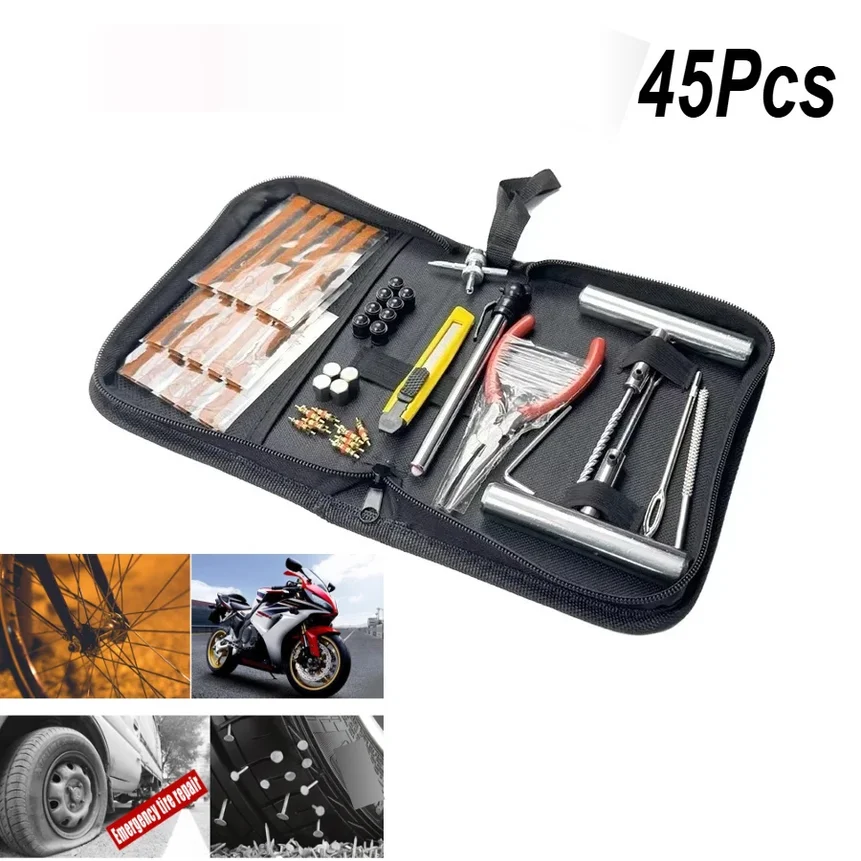 New 45Pcs AutoTire Repair Kit Tire Repair Kit Auto Bike Tire Repair Puncture Plug Garage Car Accessories
New 45Pcs AutoTire Repair Kit Tire Repair Kit Auto Bike Tire Repair Puncture Plug Garage Car Accessories