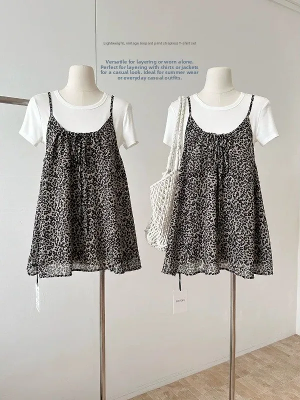 plus Size 300 Pounds Fat MM Layered Leopard Print Halter Mid-Length Vest Women's White Top Korean Style Summer Outfit Set
plus Size 300 Pounds Fat MM Layered Leopard Print Halter Mid-Length Vest Women's White Top Korean Style Summer Outfit Set