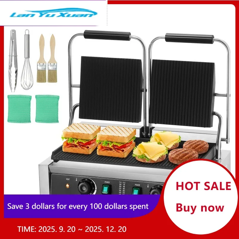 SucceBuy Commercial Panini Grill 3600W Electric Sandwich Panini Maker 19"x9" Full Grooved Enamel Plate for Hamburger Steak Bacon
SucceBuy Commercial Panini Grill 3600W Electric Sandwich Panini Maker 19"x9" Full Grooved Enamel Plate for Hamburger Steak Bacon
