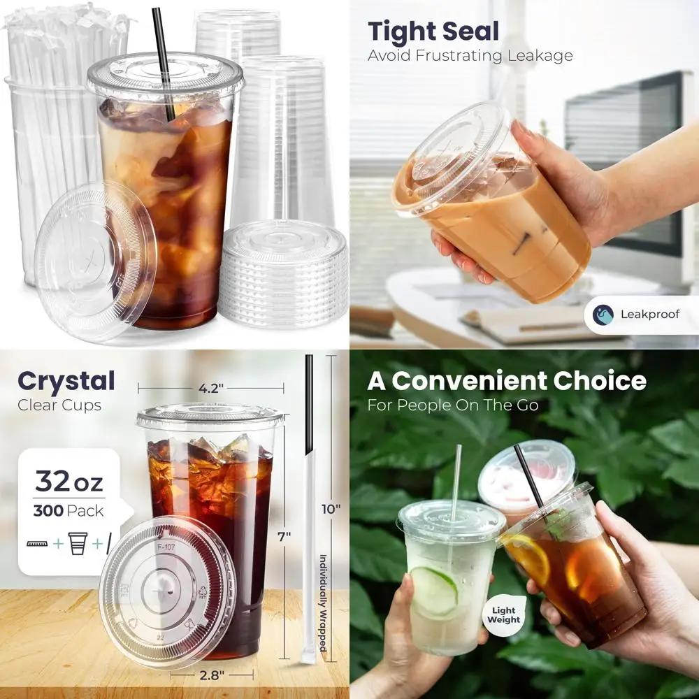 Одноразовые прозрачные пластиковые чашки для кофе со льдом на 32 унции с плоскими крышками и черными соломинками, без BPA, идеально подходят для вечеринок и напитков на вынос
Одноразовые прозрачные пластиковые чашки для кофе со льдом на 32 унции с плоскими крышками и черными соломинками, без BPA, идеально подходят для вечеринок и напитков на вынос