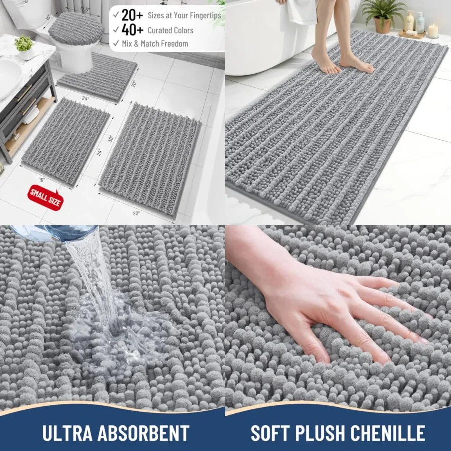 Luxury Bathroom Rugs 60x24, Extra Soft Thick Absorbent Shaggy Chenille Bath Rugs, Non-Slip Machine Wash Dry, Bath Mats for Bath
Luxury Bathroom Rugs 60x24, Extra Soft Thick Absorbent Shaggy Chenille Bath Rugs, Non-Slip Machine Wash Dry, Bath Mats for Bath
