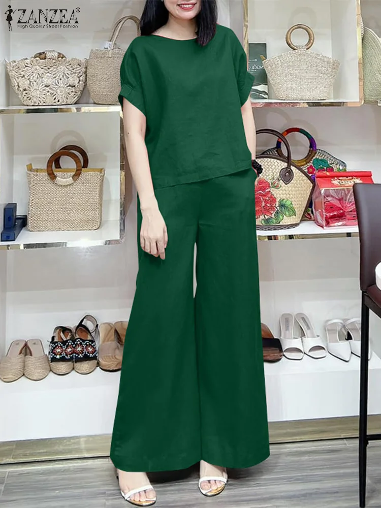 ZANZEA Holiday Simple Matching Sets Women Solid 2PCS Pant Sets Casual Short Sleeve Crop Tops Suit Fashion Long Trouser Outfits
ZANZEA Holiday Simple Matching Sets Women Solid 2PCS Pant Sets Casual Short Sleeve Crop Tops Suit Fashion Long Trouser Outfits