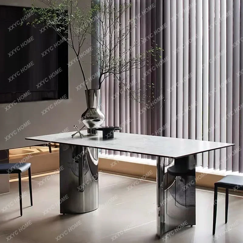 JSlate dining table stainless steel chassis high-end small apartment modern minimalist dining table
JSlate dining table stainless steel chassis high-end small apartment modern minimalist dining table