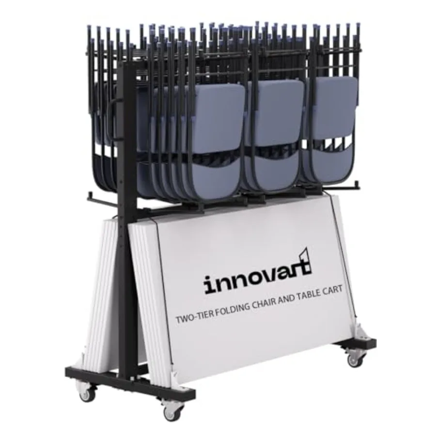 Two-Tier Folding Chair and Table Combo Cart, Heavy Duty Stacking Chair Dolly with Wheels, 84-Chair Capacity Foldable Seat and T
Two-Tier Folding Chair and Table Combo Cart, Heavy Duty Stacking Chair Dolly with Wheels, 84-Chair Capacity Foldable Seat and T