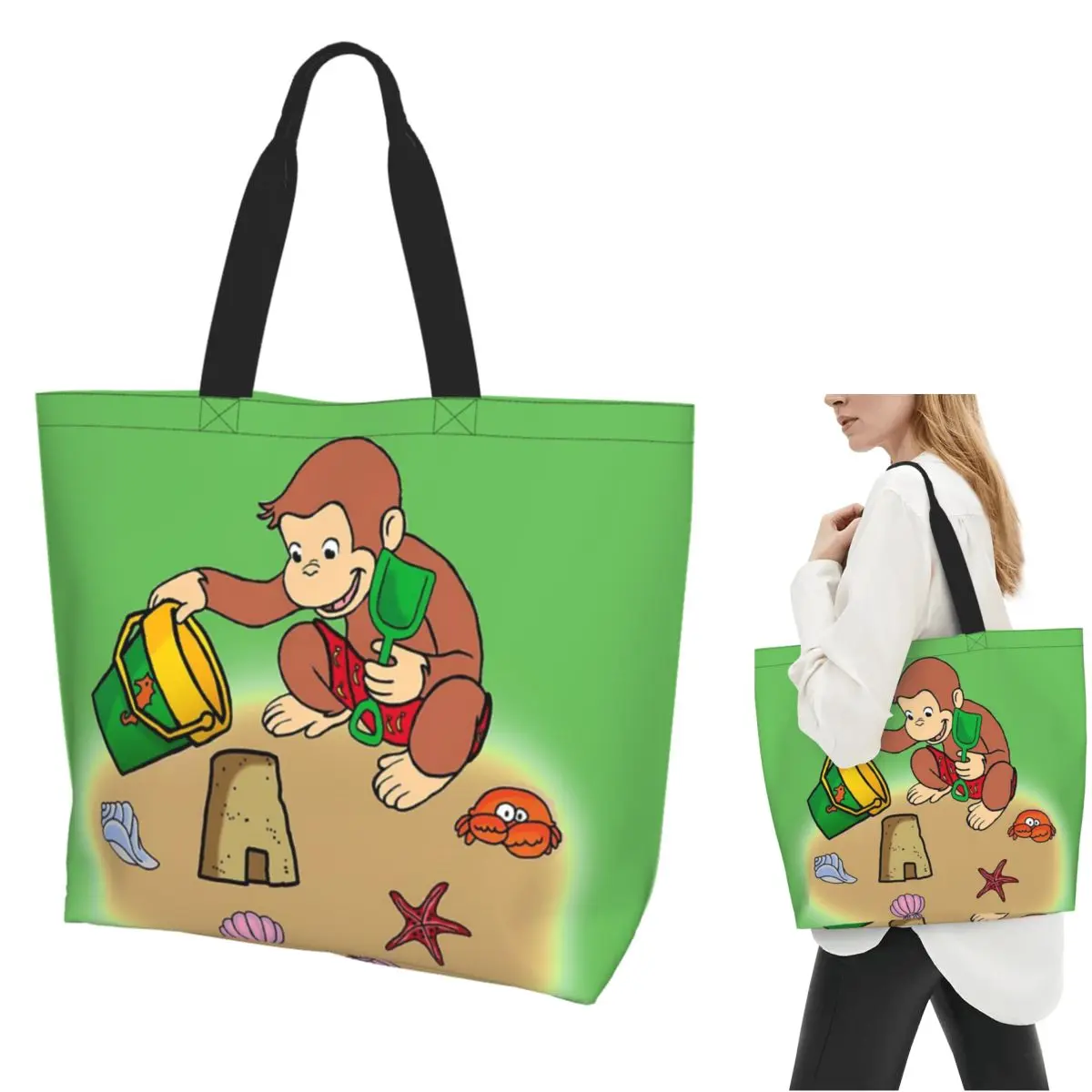 Curious George Summer Shopping Tote Bag Canvas Large Capacity Shoulder Bags Shopper Grocery Handbag for Women
Curious George Summer Shopping Tote Bag Canvas Large Capacity Shoulder Bags Shopper Grocery Handbag for Women