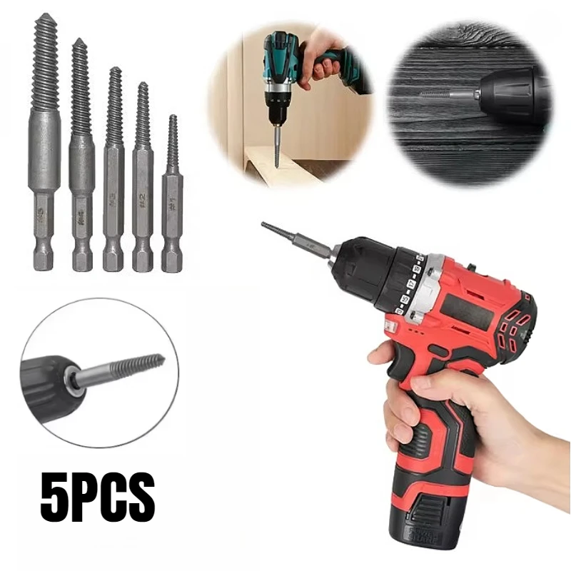 5Pcs Broken Screw Extractor Set, Stripped Screw Extractor Drill Bit Kit 1/4 Inch Hex Shank Damaged Bolts Removal Tool
5Pcs Broken Screw Extractor Set, Stripped Screw Extractor Drill Bit Kit 1/4 Inch Hex Shank Damaged Bolts Removal Tool