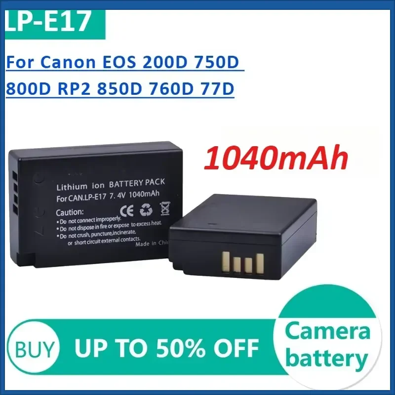 LP-E17 1300mAh Lithium Battery for Canon EOS 200D 750D 800D RP2 850D 760D 77D EOS T6i T6S EOS KISS X8i Camera Batteries
LP-E17 1300mAh Lithium Battery for Canon EOS 200D 750D 800D RP2 850D 760D 77D EOS T6i T6S EOS KISS X8i Camera Batteries