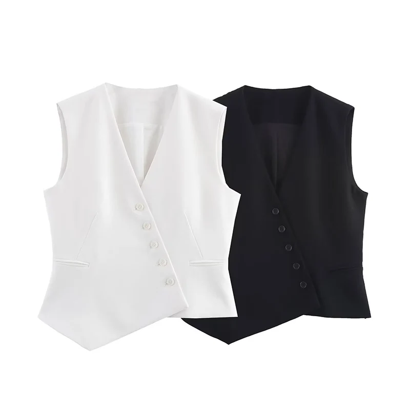 Fashion Asymmetrical Short Waistcoat for Women Summer Vintage V Neck Sleeveless Vests Female Outerwear Chic Tops
Fashion Asymmetrical Short Waistcoat for Women Summer Vintage V Neck Sleeveless Vests Female Outerwear Chic Tops