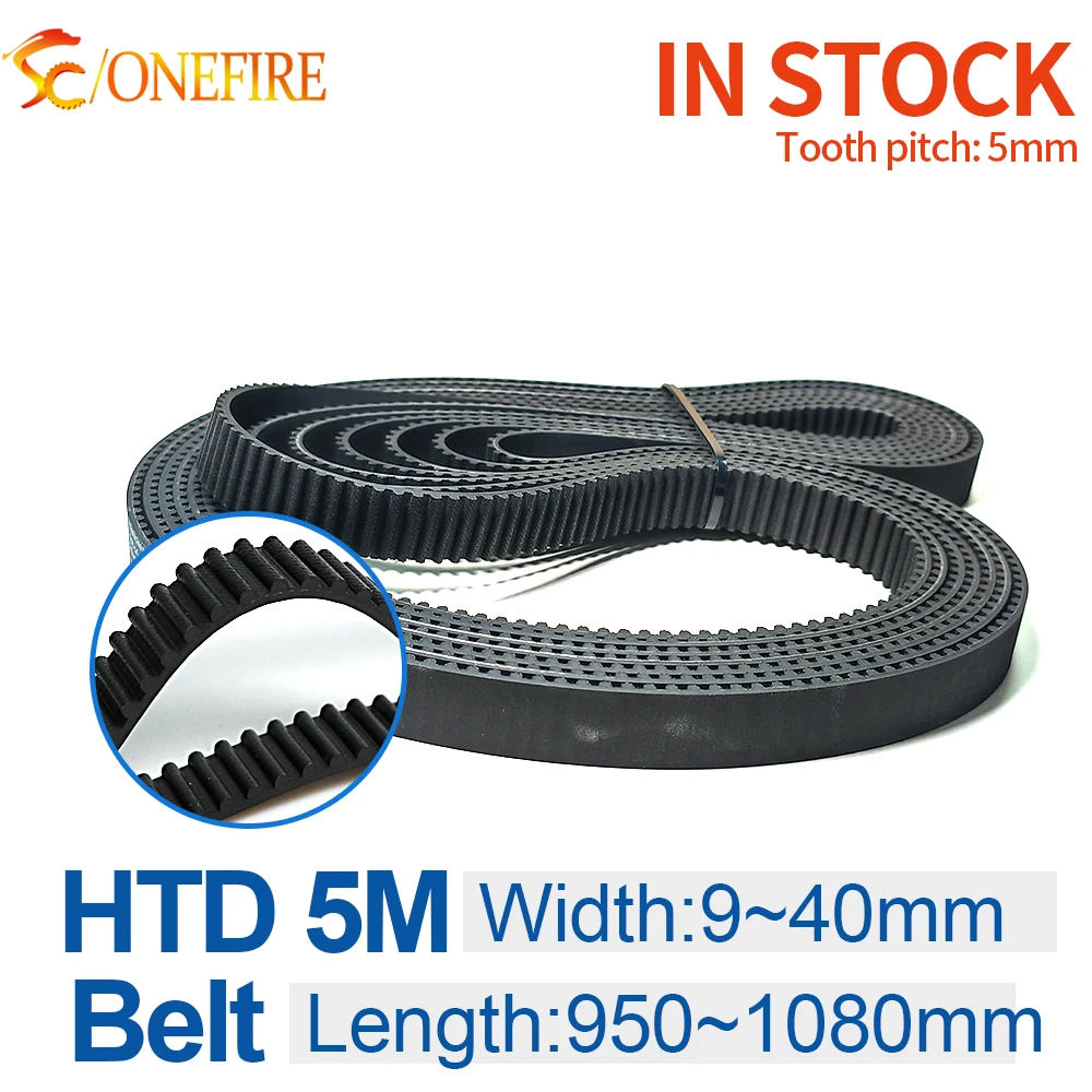 HTD 5M Timing Belt Length 950-5M to 1080-5M Width 9~40mm Pitch 5mm Rubber Transmission synchronous Pulley belt
HTD 5M Timing Belt Length 950-5M to 1080-5M Width 9~40mm Pitch 5mm Rubber Transmission synchronous Pulley belt