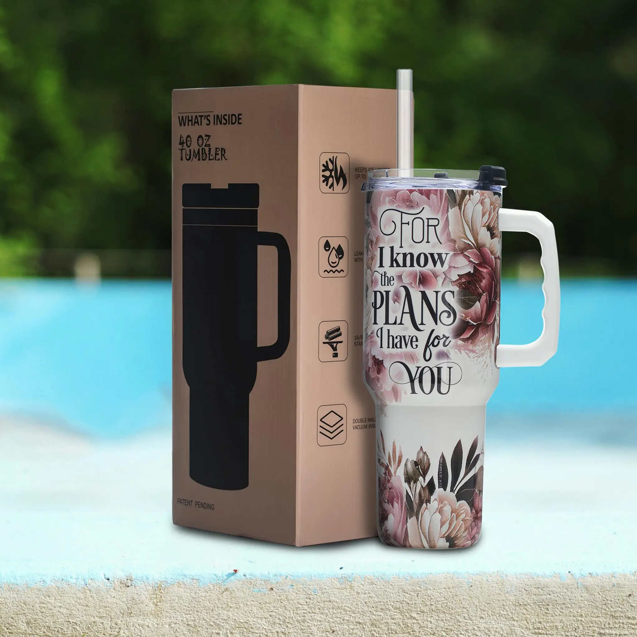 Floral Christian Tumbler 40oz,Vacuum Insulated Stainless Steel Cup with Lid & Handle, Bible Verse Print, Wide Mouth Gift
Floral Christian Tumbler 40oz,Vacuum Insulated Stainless Steel Cup with Lid & Handle, Bible Verse Print, Wide Mouth Gift