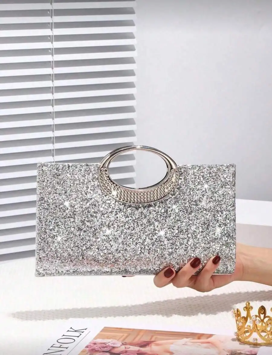 Glitter Rhinestone Clutch Bag With Circular Handle Evening Party Bag For Women
Glitter Rhinestone Clutch Bag With Circular Handle Evening Party Bag For Women