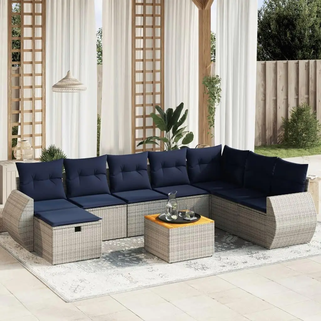 7 Piece Gray Poly Rattan Patio Sofa Set with Cushions Outdoor Furniture Comfortable Seating Garden Decor
7 Piece Gray Poly Rattan Patio Sofa Set with Cushions Outdoor Furniture Comfortable Seating Garden Decor