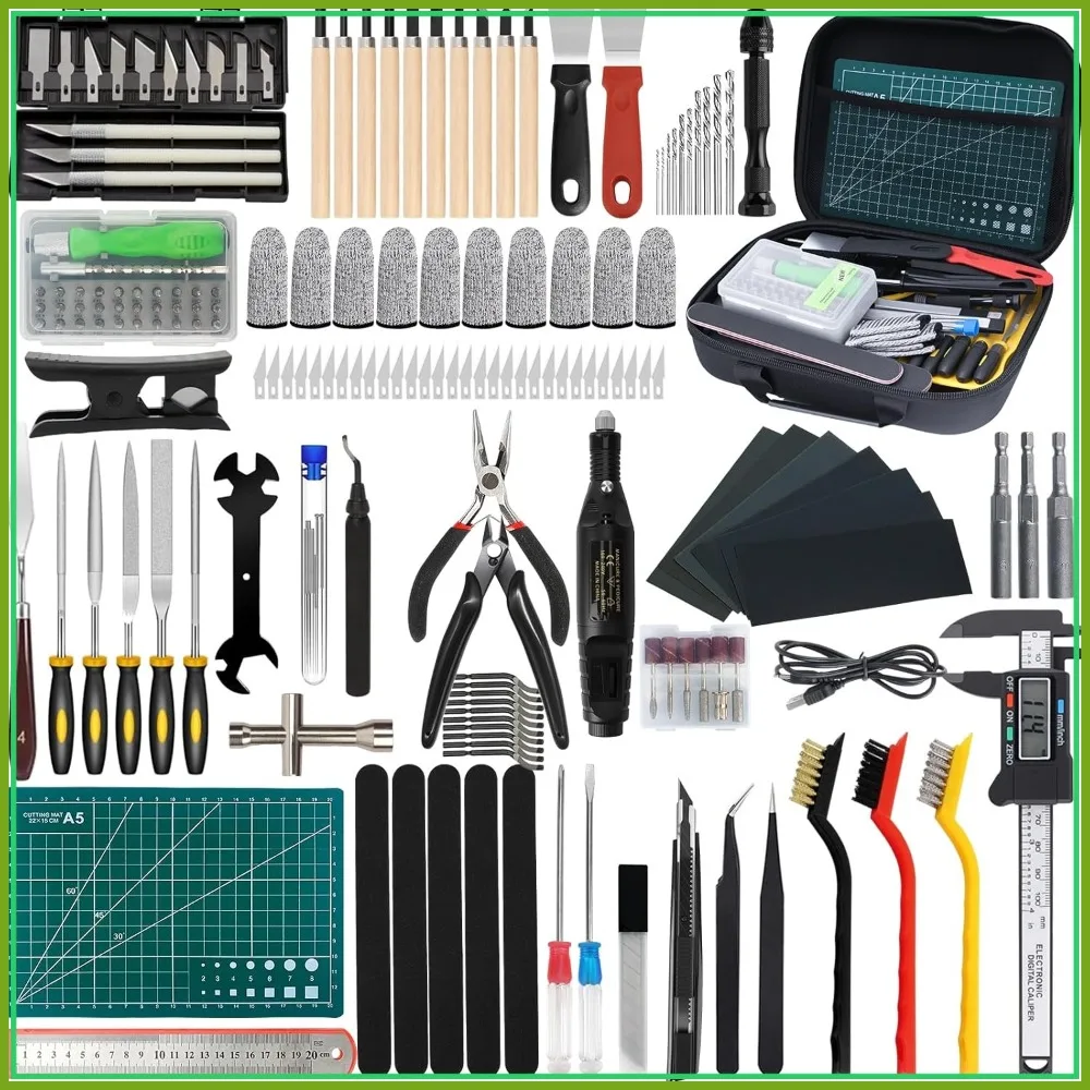 202 Pcs 3D Printer Tool Kit: Deburring, Removal Tools, Digital Caliper, Cutting Mat, Carrying Case for Finishing & Cleaning
202 Pcs 3D Printer Tool Kit: Deburring, Removal Tools, Digital Caliper, Cutting Mat, Carrying Case for Finishing & Cleaning