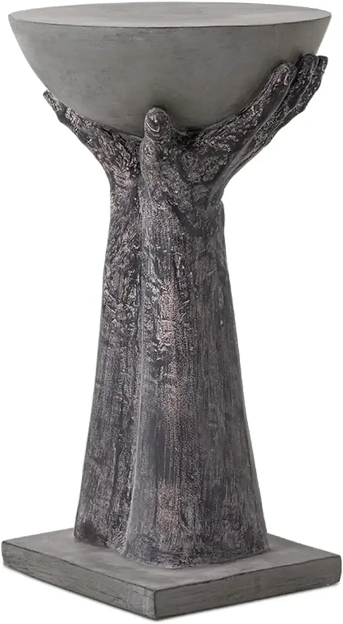 Outdoor Side Table, Two Hands-Shaped Base w Round Top Accent Table, Lightweight Plant Stand, Concrete Finish
Outdoor Side Table, Two Hands-Shaped Base w Round Top Accent Table, Lightweight Plant Stand, Concrete Finish