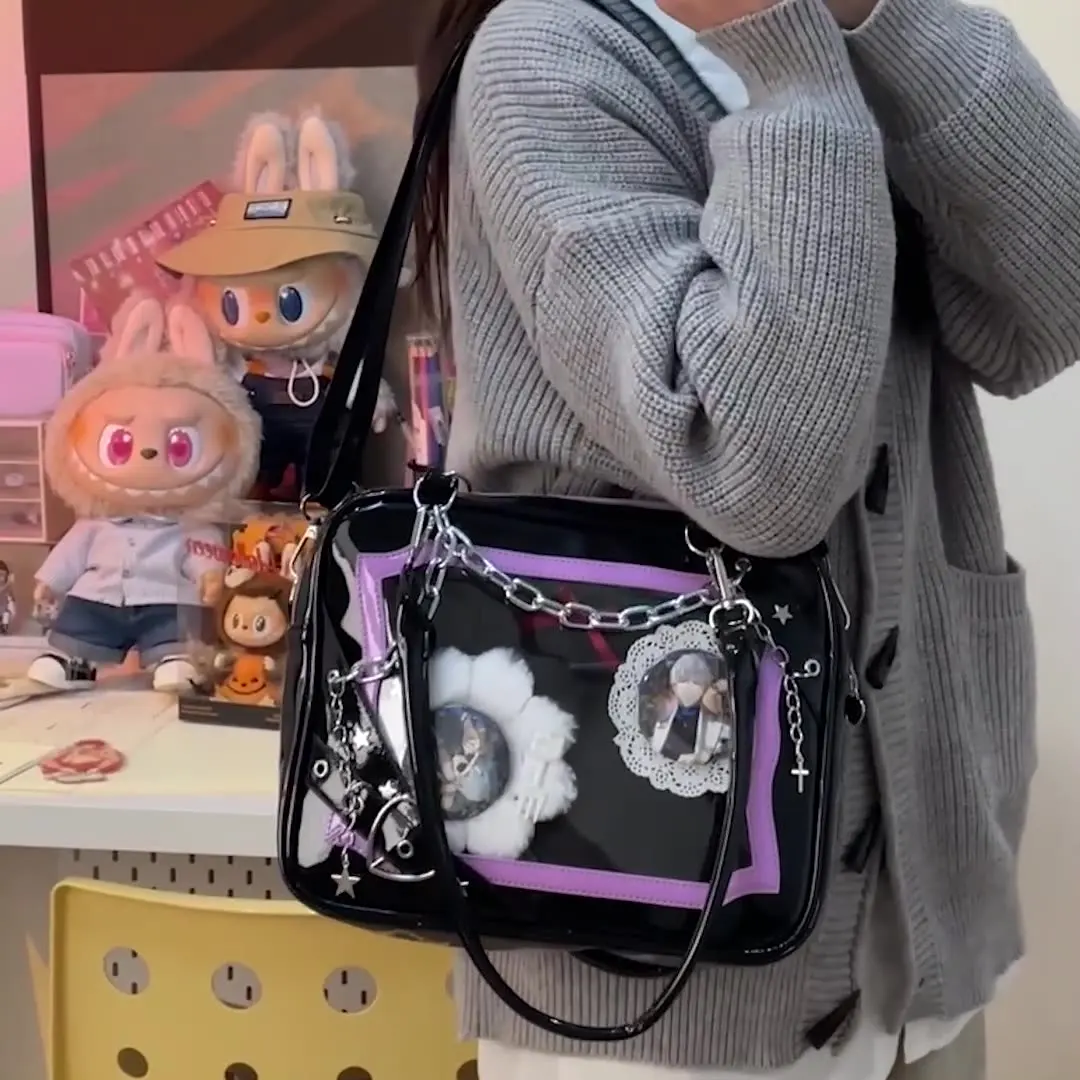 New Arrival Subculture Spicy Cool Girls Shoulder Bags Fashion Gothic Style PU Leather Ita Bags Pin Display Ita Crossbody Purse
New Arrival Subculture Spicy Cool Girls Shoulder Bags Fashion Gothic Style PU Leather Ita Bags Pin Display Ita Crossbody Purse
