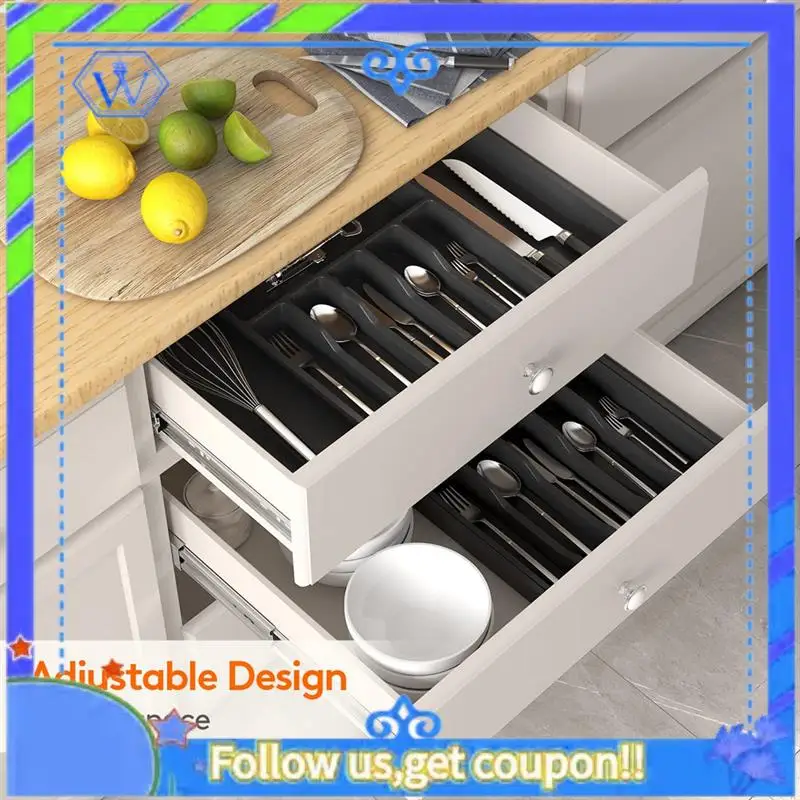 Easy To Use 2 Piece Drawer Organizer Expandable Utensil Tray For Kitchen PP Black Storage Spoons Forks Knives
Easy To Use 2 Piece Drawer Organizer Expandable Utensil Tray For Kitchen PP Black Storage Spoons Forks Knives