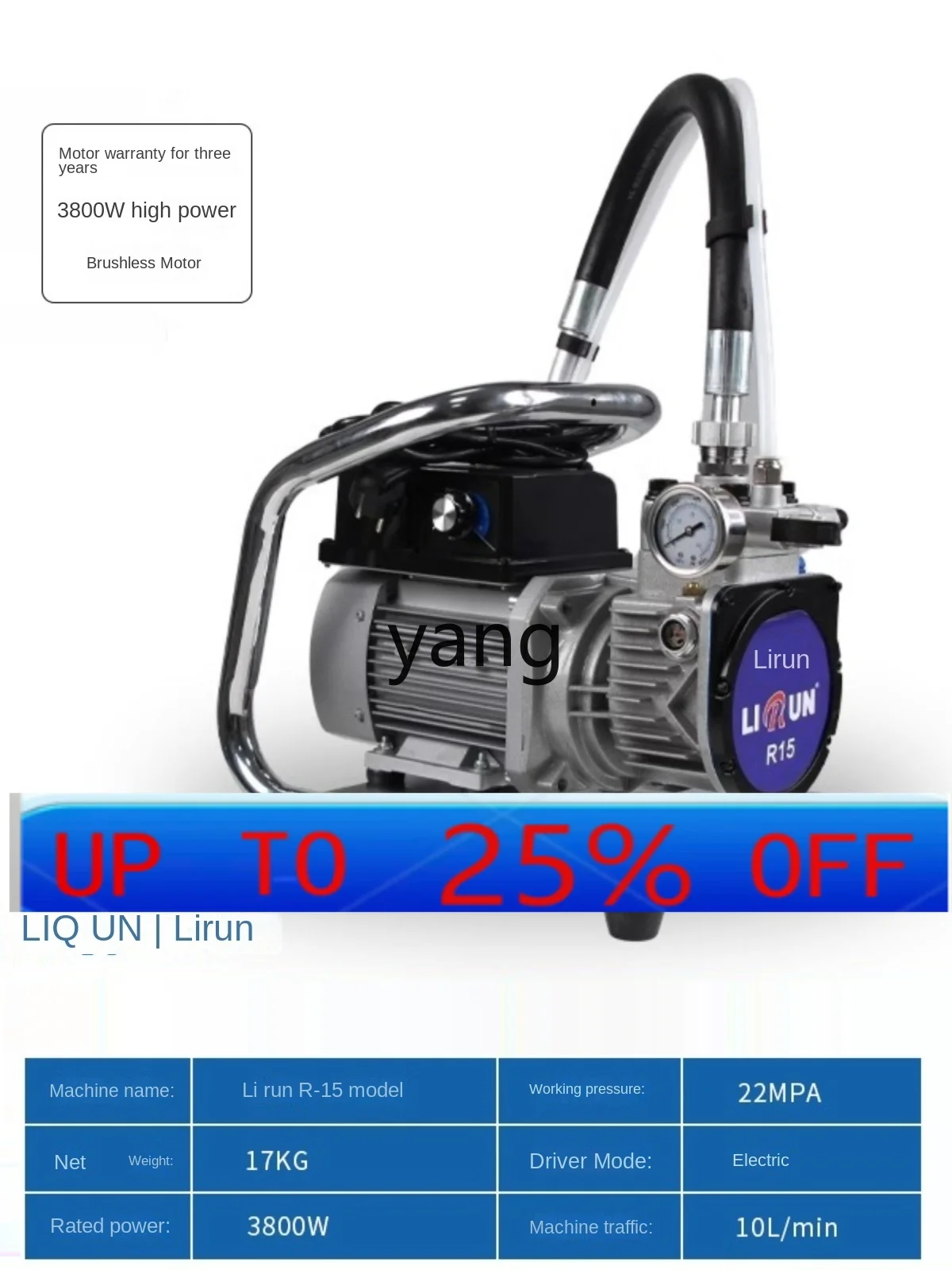 LH High Pressure Airless Spraying Electric Diaphragm Machine Latex Paint Interior and Exterior Wall Paint Suncha High Power
LH High Pressure Airless Spraying Electric Diaphragm Machine Latex Paint Interior and Exterior Wall Paint Suncha High Power